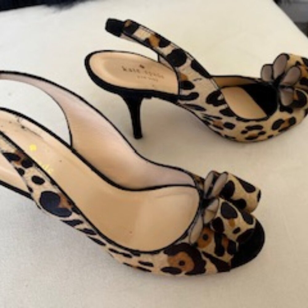 Kate Spade "Charm" Leopard Print Slingback Pumps size 10